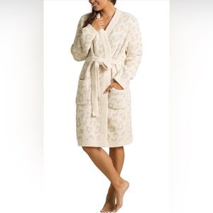 Barefoot Dreams Cream Leopard Print Robe